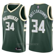 Camiseta Milwaukee Bucks Giannis Antetokounmpo NO 34 2017-18 Verde