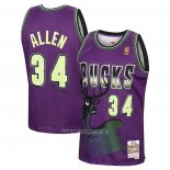 Camiseta Milwaukee Bucks Ray Allen NO 34 Mitchell & Ness 1996-97 Violeta