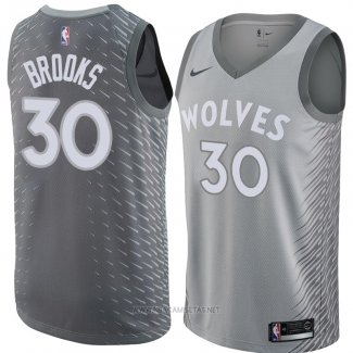 Camiseta Minnesota Timberwolves Aaron Brooks NO 30 Ciudad 2018 Gris