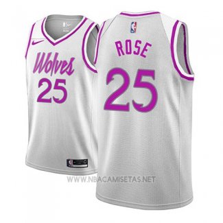 Camiseta Minnesota Timberwolves Derrick Rose NO 25 Earned 2018-19 Gris