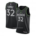 Camiseta Minnesota Timberwolves Karl-Anthony Towns NO 32 Ciudad 2020-21 Negro