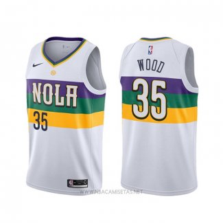 Camiseta New Orleans Pelicans Christian Wood NO 35 Ciudad Blanco