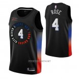 Camiseta New York Knicks Derrick Rose NO 4 Ciudad 2020-21 Negro