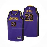 Camiseta Nino Los Angeles Lakers LeBron James NO 23 Statement 2024-25 Violeta