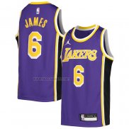 Camiseta Nino Los Angeles Lakers LeBron James NO 6 Statement Violeta