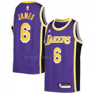 Camiseta Nino Los Angeles Lakers LeBron James NO 6 Statement Violeta