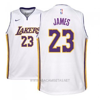 Camiseta Nino Los Angeles Lakers Lebron James NO 23 Association 2017-18 Blanco