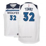 Camiseta Nino Minnesota Timberwolves Karl-Anthony Towns NO 32 2017-18 Blanco