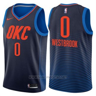 Camiseta Oklahoma City Thunder Russell Westbrook NO 0 Statement 2017-18 Azul