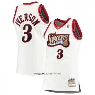 Camiseta Philadelphia 76ers Allen Iverson NO 3 Mitchell & Ness 1997-98 Blanco