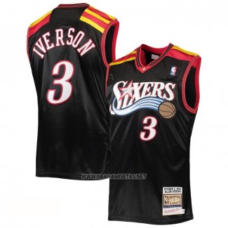 Camiseta Philadelphia 76ers Allen Iverson NO 3 Mitchell & Ness 2006 Negro