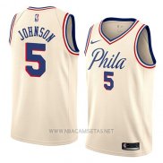 Camiseta Philadelphia 76ers Amir Johnson NO 5 Ciudad 2018 Crema