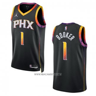 Camiseta Phoenix Suns Devin Booker NO 1 Statement 2022-23 Negro