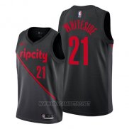 Camiseta Portland Trail Blazers Hassan Whiteside NO 21 Ciudad 2019 Negro