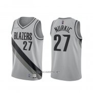 Camiseta Portland Trail Blazers Jusuf Nurkic NO 27 Earned 2020-21 Gris