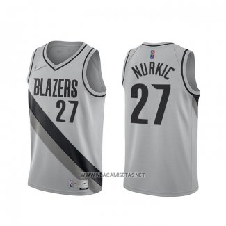 Camiseta Portland Trail Blazers Jusuf Nurkic NO 27 Earned 2020-21 Gris