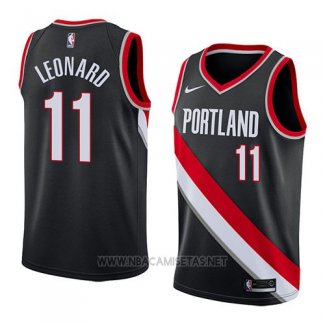 Camiseta Portland Trail Blazers Meyers Leonard NO 11 Icon 2018 Negro