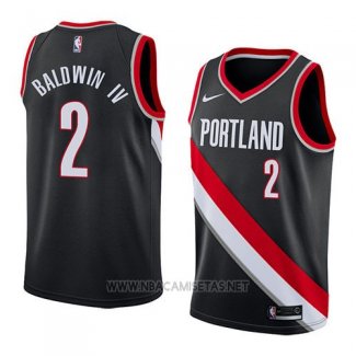 Camiseta Portland Trail Blazers Wade Baldwin IV NO 2 Icon 2018 Negro