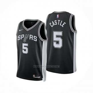 Camiseta San Antonio Spurs Stephon Castle NO 5 Icon 2024-25 Negro