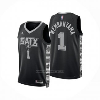 Camiseta San Antonio Spurs Victor Wembanyama NO 1 Statement 2024-25 Negro