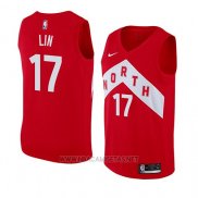 Camiseta Toronto Raptors Jeremy Lin NO 17 Earned 2018-19 Rojo