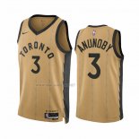 Camiseta Toronto Raptors OG Anunoby NO 3 Ciudad 2023-24 Oro