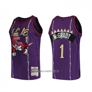 Camiseta Toronto Raptors Tracy Mcgrady NO 1 Mitchell & Ness 1998-99 Violeta