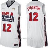 Camiseta USA 1992 John Stockton NO 12 Blanco
