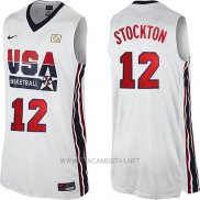 Camiseta USA 1992 John Stockton NO 12 Blanco