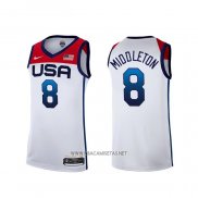 Camiseta USA 2021 Khris Middleton NO 8 Blanco