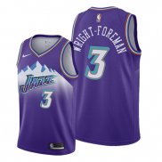 Camiseta Utah Jazz Justin Wright Foreman NO 3 Hardwood Classics 2019-20 Violeta