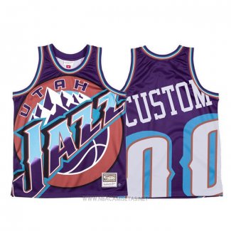 Camiseta Utah Jazz Personalizada Mitchell & Ness Big Face Violeta