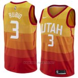 Camiseta Utah Jazz Ricky Rubio NO 3 Ciudad 2017-18 Naranja