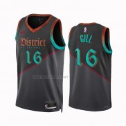 Camiseta Washington Wizards Anthony Gill NO 16 Ciudad 2023-24 Negro