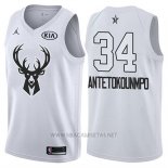 Camiseta All Star 2018 Milwaukee Bucks Giannis Antetokounmpo NO 34 Blanco