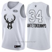 Camiseta All Star 2018 Milwaukee Bucks Giannis Antetokounmpo NO 34 Blanco