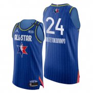 Camiseta All Star 2020 Milwaukee Bucks Giannis Antetokounmpo NO 24 Azul