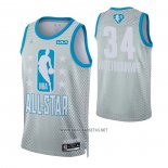 Camiseta All Star 2022 Milwaukee Bucks Giannis Antetokounmpo NO 34 Gris