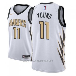 Camiseta Atlanta Hawks Trae Young NO 11 Ciudad 2018-19 Blanco