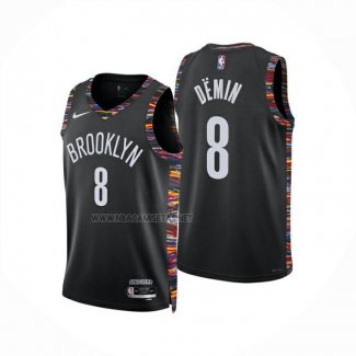Camiseta Brooklyn Nets Egor Demin NO 8 Ciudad 2025-26 Negro