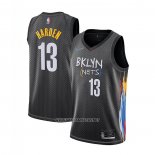Camiseta Brooklyn Nets James Hardenl NO 13 Ciudad 2020-21 Negro