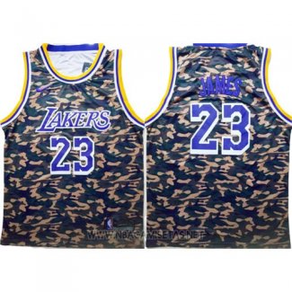 Camiseta Camuflaje Los Angeles Lakers Lebron James NO 23 Verde