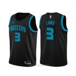 Camiseta Charlotte Hornets Jeremy Lamb NO 3 Ciudad Edition Negro