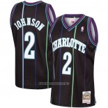 Camiseta Charlotte Hornets Larry Johnson NO 2 Mitchell & Ness 1992-93 Negro