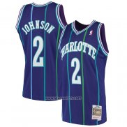 Camiseta Charlotte Hornets Larry Johnson NO 2 Mitchell & Ness 1994-95 Violeta