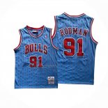 Camiseta Chicago Bulls Dennis Rodman NO 91 Mitchell & Ness 1996-97 Azul