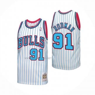Camiseta Chicago Bulls Dennis Rodman NO 91 Mitchell & Ness 1996-97 Blanco