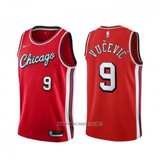 Camiseta Chicago Bulls Nikola Vucevic NO 9 Ciudad 2021-22 Rojo