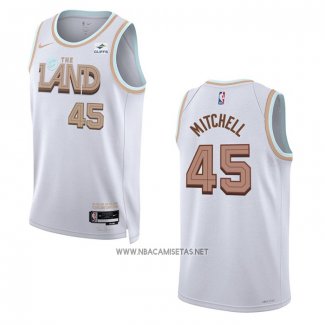 Camiseta Cleveland Cavaliers Donovan Mitchell NO 45 Ciudad 2022-23 Blanco