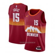 Camiseta Denver Nuggets Nikola Jokic NO 15 Ciudad 2020-21 Rojo